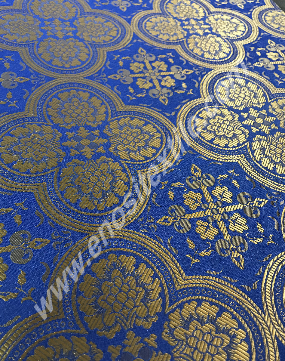 KL-013 Blue-Light Gold Brocade Fabrics